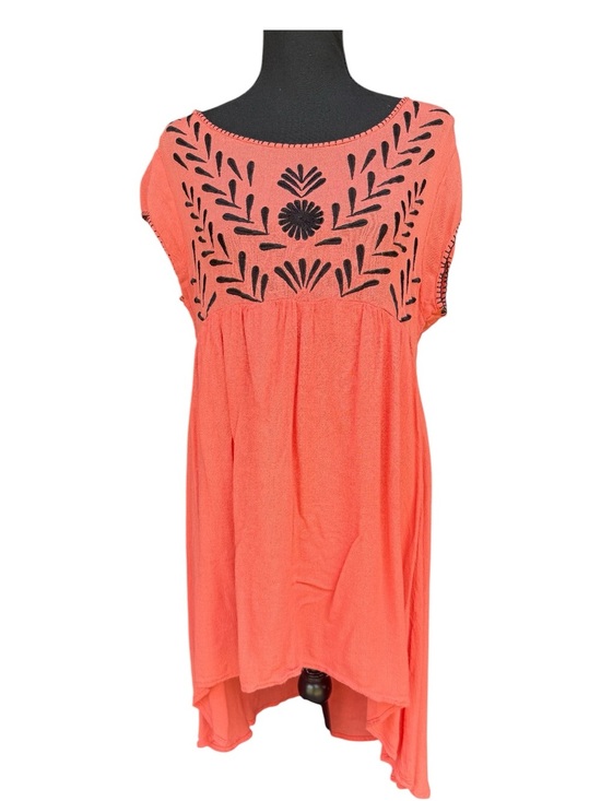 Cost Plus World Market Tops - Cost Plus World Market Coral Tunic with Black Embroidery
